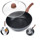 Patelnia granitowa nieprzywierająca indukcja NON-STICK z pokrywką BLACK&WOOD 28 cm 3.5L VILDE 199065 Patelnia granitowa nieprzywierająca indukcja NON-STICK z pokrywką BLACK&WOOD 28 cm 3.5L VILDE 199065