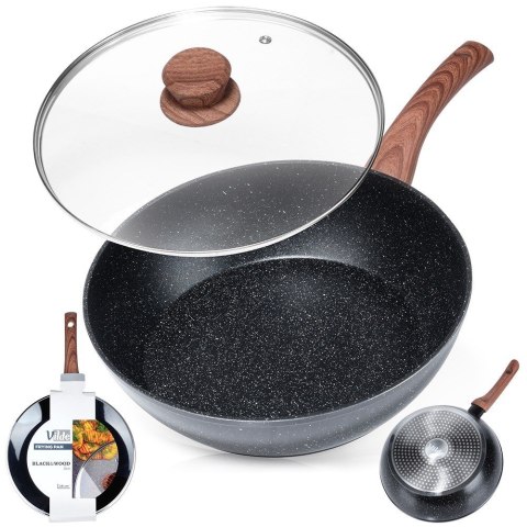 Patelnia granitowa nieprzywierająca indukcja NON-STICK z pokrywką BLACK&WOOD 28 cm 3.5L VILDE 199065 Patelnia granitowa nieprzywierająca indukcja NON-STICK z pokrywką BLACK&WOOD 28 cm 3.5L VILDE 199065