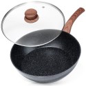 Patelnia granitowa nieprzywierająca indukcja NON-STICK z pokrywką BLACK&WOOD 28 cm 3.5L VILDE 199065 Patelnia granitowa nieprzywierająca indukcja NON-STICK z pokrywką BLACK&WOOD 28 cm 3.5L VILDE 199065