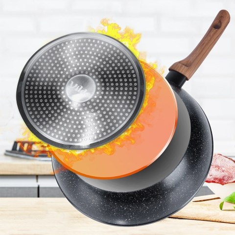 Patelnia granitowa nieprzywierająca indukcja NON-STICK z pokrywką BLACK&WOOD 28 cm 3.5L VILDE 199065 Patelnia granitowa nieprzywierająca indukcja NON-STICK z pokrywką BLACK&WOOD 28 cm 3.5L VILDE 199065
