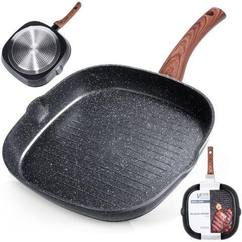 Patelnia grillowa do grillowania GRILL granitowa kwadratowa BLACK&WOOD 28x28 cm VILDE 199056 Patelnia grillowa do grillowania GRILL granitowa kwadratowa BLACK&WOOD 28x28 cm VILDE 199056