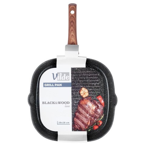 Patelnia grillowa do grillowania GRILL granitowa kwadratowa BLACK&WOOD 28x28 cm VILDE 199056 Patelnia grillowa do grillowania GRILL granitowa kwadratowa BLACK&WOOD 28x28 cm VILDE 199056