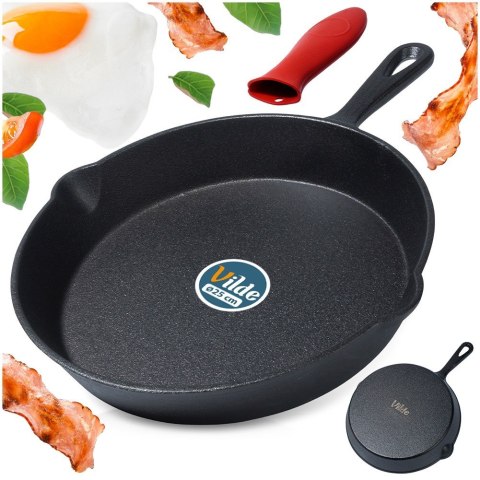 Patelnia żeliwna z silikonową nakładką na indukcję ciężka CAST LINE 25 cm VILDE 199035 Patelnia żeliwna z silikonową nakładką na indukcję ciężka CAST LINE 25 cm VILDE 199035