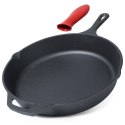 Patelnia żeliwna z silikonową nakładką na indukcję ciężka CAST LINE duża 30 cm VILDE 199036 Patelnia żeliwna z silikonową nakładką na indukcję ciężka CAST LINE duża 30 cm VILDE 199036