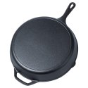 Patelnia żeliwna z silikonową nakładką na indukcję ciężka CAST LINE duża 30 cm VILDE 199036 Patelnia żeliwna z silikonową nakładką na indukcję ciężka CAST LINE duża 30 cm VILDE 199036