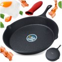 Patelnia żeliwna z silikonową nakładką na indukcję ciężka CAST LINE duża 30cm VILDE 199037 Patelnia żeliwna z silikonową nakładką na indukcję ciężka CAST LINE duża 30cm VILDE 199037