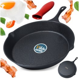 Patelnia żeliwna z silikonową nakładką na indukcję ciężka CAST LINE duża 30cm VILDE 199037