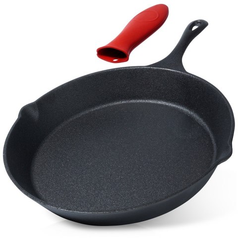 Patelnia żeliwna z silikonową nakładką na indukcję ciężka CAST LINE duża 30cm VILDE 199037 Patelnia żeliwna z silikonową nakładką na indukcję ciężka CAST LINE duża 30cm VILDE 199037