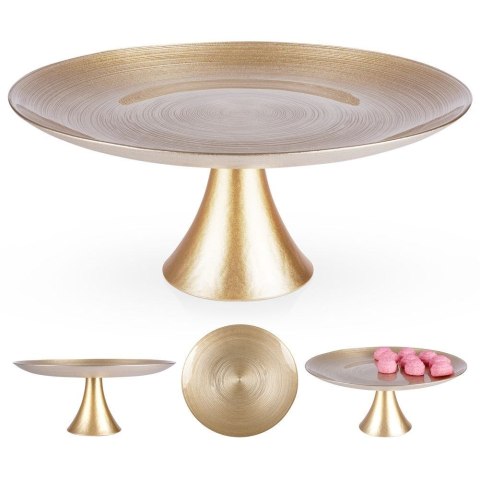 Patera na ciasto babeczki owoce tort szklana złota na nóżce 28cm VILDE 139268 Patera na ciasto babeczki owoce tort szklana złota na nóżce 28cm VILDE 139268