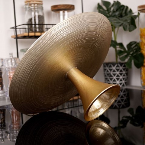 Patera na ciasto babeczki owoce tort szklana złota na nóżce 28cm VILDE 139268 Patera na ciasto babeczki owoce tort szklana złota na nóżce 28cm VILDE 139268