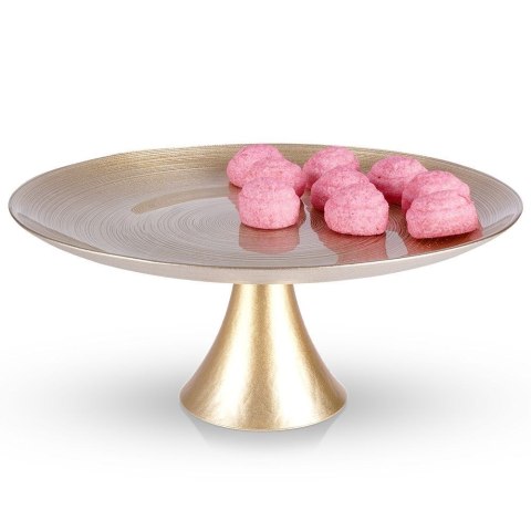 Patera na ciasto babeczki owoce tort szklana złota na nóżce 28cm VILDE 139268 Patera na ciasto babeczki owoce tort szklana złota na nóżce 28cm VILDE 139268