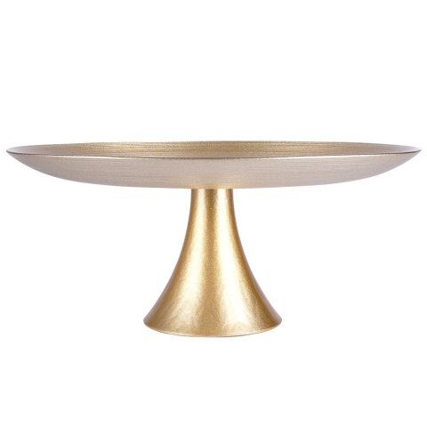 Patera na ciasto babeczki owoce tort szklana złota na nóżce 28cm VILDE 139268 Patera na ciasto babeczki owoce tort szklana złota na nóżce 28cm VILDE 139268
