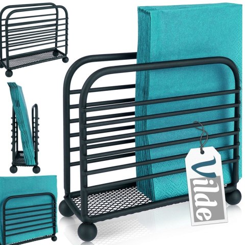 Serwetnik metalowy stojak na serwetki organizer pojemnik czarny 11.5x10cm VILDE 139317 Serwetnik metalowy stojak na serwetki organizer pojemnik czarny 11.5x10cm VILDE 139317