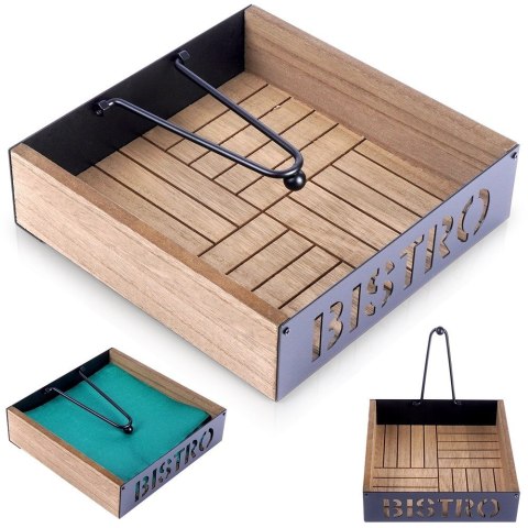Serwetnik z dociskiem pojemnik stojak na serwetki organizer BISTRO 18x18cm VILDE 139379 Serwetnik z dociskiem pojemnik stojak na serwetki organizer BISTRO 18x18cm VILDE 139379