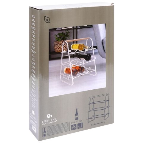Stojak na wino butelki wina metalowy biały do 9 butelek 33x29x46cm EXCELLENT HOUSEWARE 229087