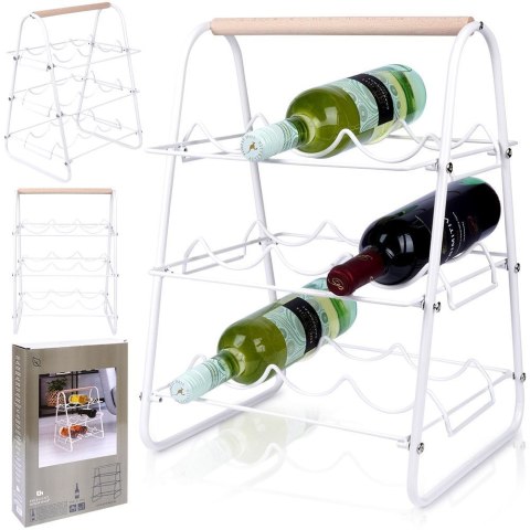 Stojak na wino butelki wina metalowy biały do 9 butelek 33x29x46cm EXCELLENT HOUSEWARE 229087