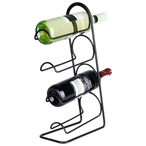 Stojak na wino butelki wina metalowy czarny na 4 butelki 21x43cm VILDE 229055 Stojak na wino butelki wina metalowy czarny na 4 butelki 21x43cm VILDE 229055