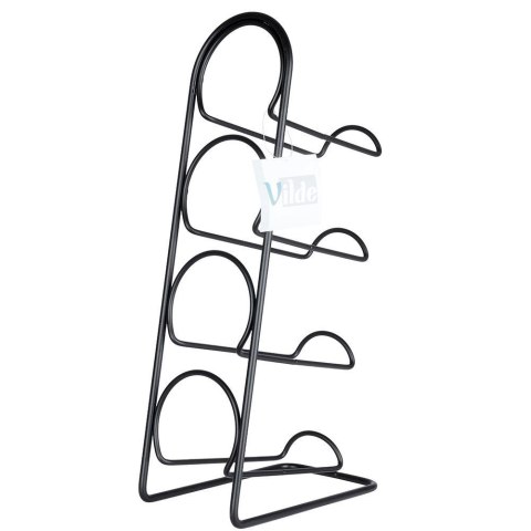 Stojak na wino butelki wina metalowy czarny na 4 butelki 21x43cm VILDE 229055 Stojak na wino butelki wina metalowy czarny na 4 butelki 21x43cm VILDE 229055