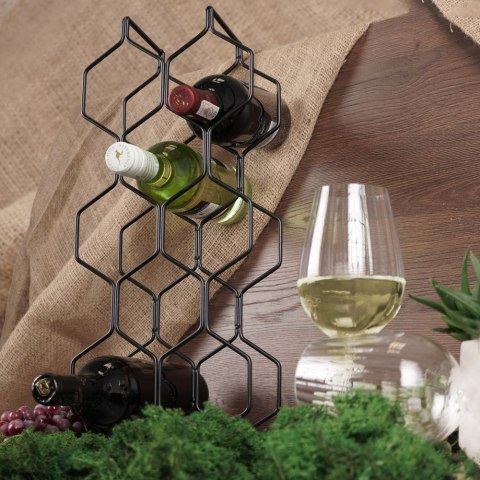 Stojak na wino butelki wina organizer metalowy czarny do 8 butelek VILDE 229031 Stojak na wino butelki wina organizer metalowy czarny do 8 butelek VILDE 229031