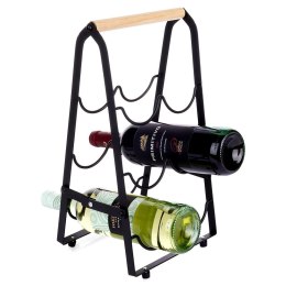 Stojak na wino do 6 butelek wina metalowy czarny do na butelki 21x38cm VILDE 229100