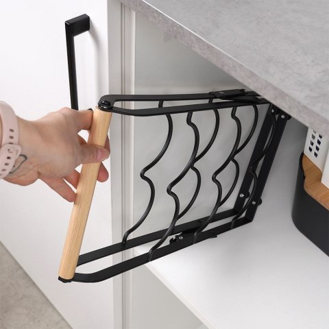 Stojak na wino do 6 butelek wina metalowy czarny do na butelki 21x38cm VILDE 229100 Stojak na wino do 6 butelek wina metalowy czarny do na butelki 21x38cm VILDE 229100