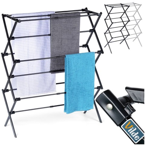 Suszarka na pranie metalowa czarna pionowa rozsuwana 47-78x94cm VILDE 568025 Suszarka na pranie metalowa czarna pionowa rozsuwana 47-78x94cm VILDE 568025