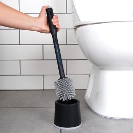 Szczotka do czyszczenia WC toalety silikonowa ze stojakiem dozownikiem płynu czarna VILDE 568062