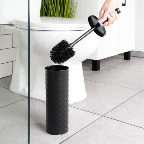 Szczotka do czyszczenia WC toalety z pojemnikiem stojakiem metalowa czarna VILDE 569962 Szczotka do czyszczenia WC toalety z pojemnikiem stojakiem metalowa czarna VILDE 569962