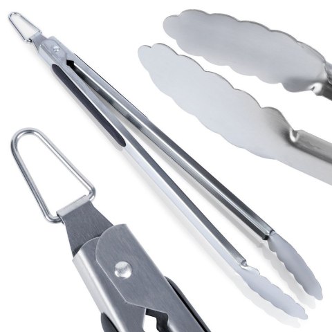 SZCZYPCE GRILLOWE KUCHENNE DO GRILLA NA GRILL STALOWE 39CM BBQ 489166