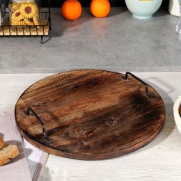 Taca do serwowania przekąsek drewniana z uchwytami duża 39cm VILDE 259026