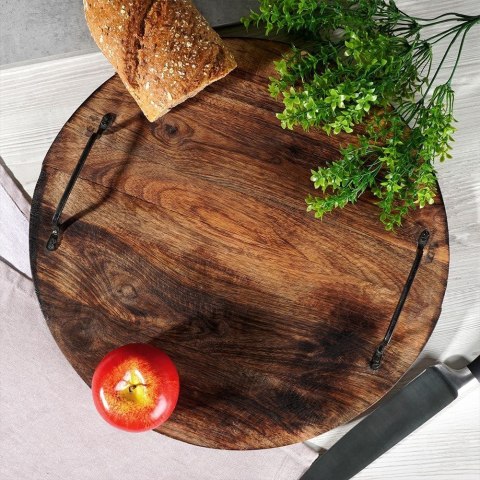 Taca do serwowania przekąsek drewniana z uchwytami duża 39cm VILDE 259026 Taca do serwowania przekąsek drewniana z uchwytami duża 39cm VILDE 259026