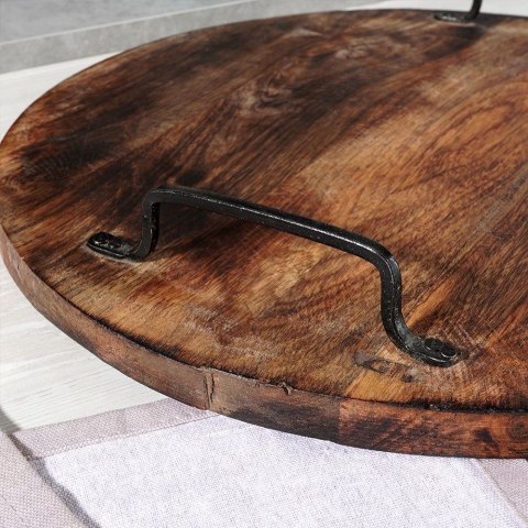 Taca do serwowania przekąsek drewniana z uchwytami duża 39cm VILDE 259026 Taca do serwowania przekąsek drewniana z uchwytami duża 39cm VILDE 259026