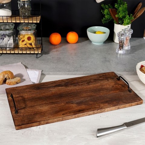 Taca do serwowania przekąsek drewniana z uchwytami duża 56x29.6cm VILDE 259024 Taca do serwowania przekąsek drewniana z uchwytami duża 56x29.6cm VILDE 259024
