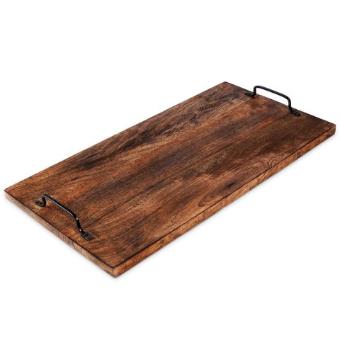 Taca do serwowania przekąsek drewniana z uchwytami duża 56x29.6cm VILDE 259024 Taca do serwowania przekąsek drewniana z uchwytami duża 56x29.6cm VILDE 259024