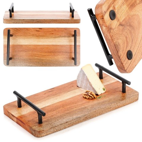 Taca drewniana do serwowania przekąsek z uchwytami 30x15.5cm VILDE 139741 Taca drewniana do serwowania przekąsek z uchwytami 30x15.5cm VILDE 139741
