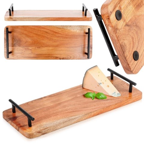 Taca drewniana do serwowania przekąsek z uchwytami 40x15.5cm VILDE 139742 Taca drewniana do serwowania przekąsek z uchwytami 40x15.5cm VILDE 139742