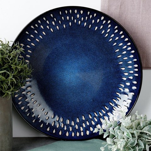 Talerz obiadowy płytki ceramiczny granatowy 28cm SIAKI COLLECTION 139708