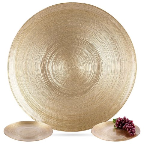 Talerz obiadowy płytki szklany złoty 28cm VILDE 139266 Talerz obiadowy płytki szklany złoty 28cm VILDE 139266