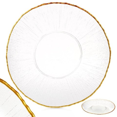 Talerz obiadowy płytki szklany złoty 28cm VILDE 139721 Talerz obiadowy płytki szklany złoty 28cm VILDE 139721