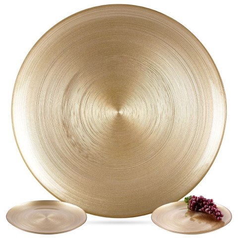 Talerz obiadowy płytki szklany złoty 32.5cm VILDE 139267 Talerz obiadowy płytki szklany złoty 32.5cm VILDE 139267