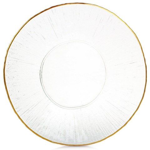 Talerz obiadowy płytki szklany złoty patera 30cm VILDE 139722 Talerz obiadowy płytki szklany złoty patera 30cm VILDE 139722