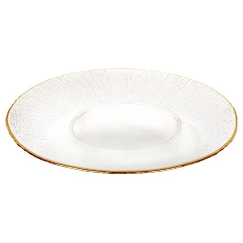 Talerz obiadowy płytki szklany złoty patera 30cm VILDE 139722 Talerz obiadowy płytki szklany złoty patera 30cm VILDE 139722
