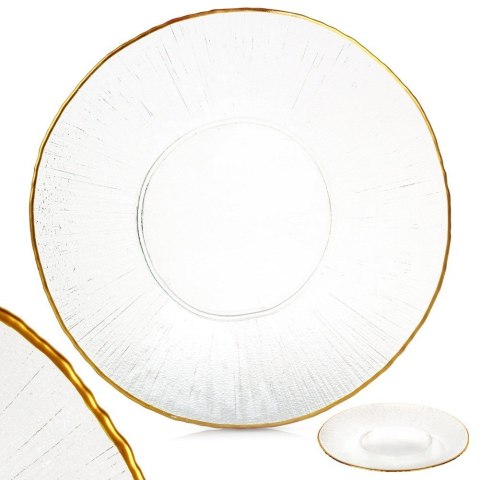 Talerz obiadowy płytki szklany złoty patera 30cm VILDE 139722 Talerz obiadowy płytki szklany złoty patera 30cm VILDE 139722