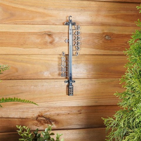 Termometr duży zewnętrzny i wewnętrzny analogowy czarny 25cm PROGARDEN 569666 Termometr duży zewnętrzny i wewnętrzny analogowy czarny 25cm PROGARDEN 569666