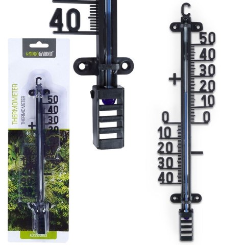 Termometr duży zewnętrzny i wewnętrzny analogowy czarny 25cm PROGARDEN 569666 Termometr duży zewnętrzny i wewnętrzny analogowy czarny 25cm PROGARDEN 569666