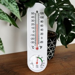 Termometr z higrometrem zewnętrzny i wewnętrzny analogowy biały PROGARDEN 569593