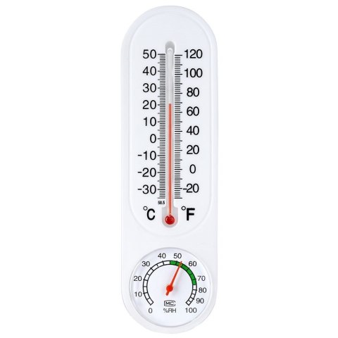 Termometr z higrometrem zewnętrzny i wewnętrzny analogowy biały PROGARDEN 569593 Termometr z higrometrem zewnętrzny i wewnętrzny analogowy biały PROGARDEN 569593