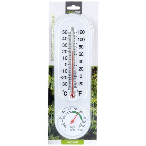 Termometr z higrometrem zewnętrzny i wewnętrzny analogowy biały PROGARDEN 569593 Termometr z higrometrem zewnętrzny i wewnętrzny analogowy biały PROGARDEN 569593