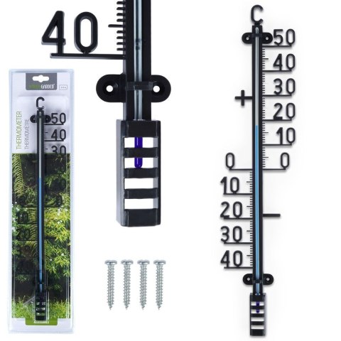 Termometr zewnętrzny duży na ścianę taras balkon czarny 41cm PROGARDEN 339087 Termometr zewnętrzny duży na ścianę taras balkon czarny 41cm PROGARDEN 339087