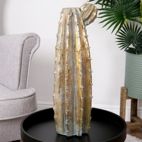 Wazon na kwiaty wysoki cementowy złoty kaktus 47.5cm VILDE 569930 Wazon na kwiaty wysoki cementowy złoty kaktus 47.5cm VILDE 569930